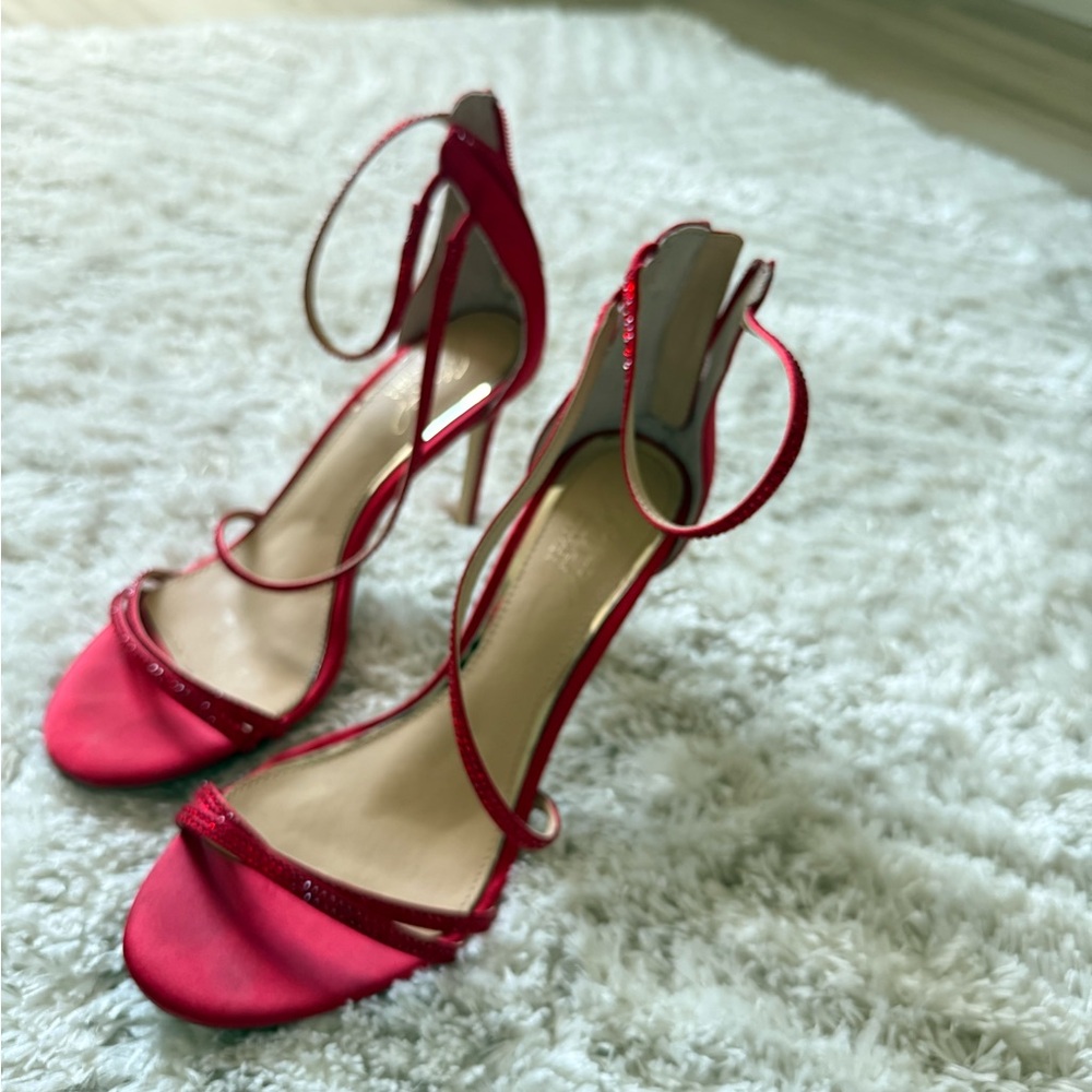 Jewel Badgley Mischka Red Strappy Heels